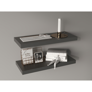 Floating Shelves 1.50 In H 2 Shelves Matt Gray Wall Mount Display Shelf - Product Image 3