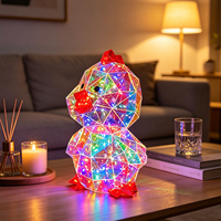 Veilleuse LED irisée en forme de poulet de Pâques, alimentée par USB, statue lumineuse de poussin, décoration de table style ferme, cadeau de vacances