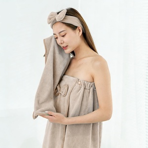 Wholesale <strong>Wrap</strong> Bath <strong>Towel</strong> with <strong>Velcro</strong> Soft Absorbent Spa 3 Pieces Bath <strong>Towel</strong> Set for Women - Product Image 4