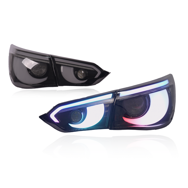 Cubierta de lente marrón con guía de luz blanca.