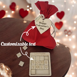 Puzzle d'amour personnalisé - Cadeaux de mariage et de la Saint-Valentin avec cœur <span class=keywords><strong>en</strong></span> <span class=keywords><strong>bois</strong></span> <span class=keywords><strong>sculpté</strong></span> et sac, Souvenir de couple <span class=keywords><strong>en</strong></span> <span class=keywords><strong>bois</strong></span> artisanal - Product Image 2
