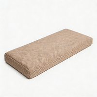 Lit pour chien Yang Yang Pet Check en tissu de lin beige rectangulaire, sur mesure, de luxe, apaisant, avec mousse à mémoire de forme, amovible et lavable