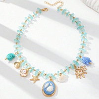 Colliers en chaîne perlée bohèmes, nouveauté, avec pendentifs créatures marines (étoile de mer, coquillage) – Accessoires de mode pour femmes, idéaux pour les vacances à la plage