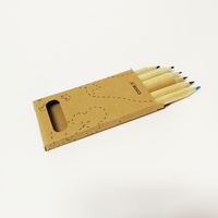 Boîte d'emballage en papier artisanal en bois durable, réutilisable, non toxique, portable, avec logo personnalisé Unionpromo, 6 crayons de couleur miniatures