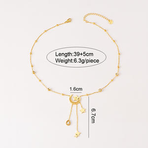 Collier avec breloques pour femmes, mode, acier inoxydable <span class=keywords><strong>de</strong></span> haute qualité, breloques en or, lune, étoile, cœur - Product Image 3