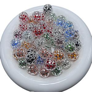 17MM Mixed Color Silver Loose Beads Colorful Rhinestone Spacer Ball Round Loose BeadsDIY Jewelry <b>Pen</b> Material Accessories - Product Image 5