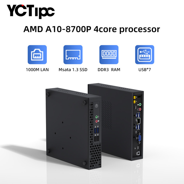 New Mini PC AMD A10-8700P A12-9720P DDR3 SATA MSATA HDMI VGA Dual Display Business Office Work and Home Entertainment Use