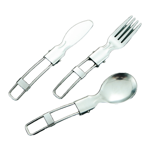 Ensemble de couverts pliables en acier inoxydable, cuillère, fourchette, couteau, vaisselle portable pour le camping en plein air, kit de vaisselle écologique - Product Image 1