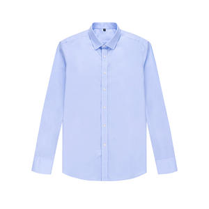 RTS 100% coton chemise formelle d'affaires en sergé bleu clair solide pour hommes chemise habillée anti-rides sans repassage pour hommes - Product Image 2