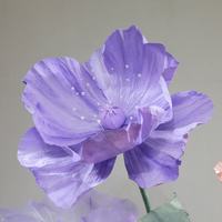 Rose de coquelicot géante gonflable en organza fait à la main pour décoration de maison de mariage Fleurs artificielles avec tige Fleurs géantes en papier