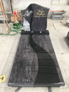 Wiscount-lápida de granito blanco y negro con base y cubierta, diseño moderno, lápida, pierre tombbale - Product Image 2