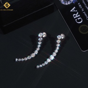 Fine Jewelry GRA Certificate 925 Sterling <b>Silver</b> Gradual Bezel Setting Fashion Moissanite <b>Dangle</b> <b>Earrings</b> - Product Image 2