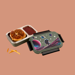 Boîte à lunch isotherme en acier inoxydable de qualité alimentaire, légère, à deux compartiments, hermétique, compatible micro-ondes, facile à nettoyer, 500 ml - Product Image 5