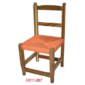 Household Stool Kids Chair With Rush Woven Seat