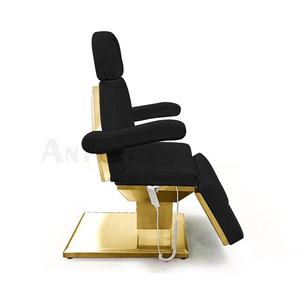 Spa électrique de luxe Salon de beauté clinique Massage traitement lit Tables chaise Base dorée 3 4 moteurs lit de beauté noir - Product Image 4
