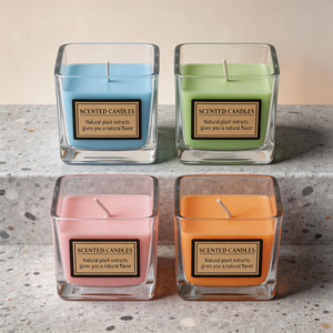Luxury Square Glass Jar Scented Soy <b>Wax</b> <b>Candle</b> Natural Plant Extracts For Minimalist Home Decor Wholesale Private Label - Product Image 1