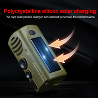 Torche solaire FM avec générateur à manivelle, 5 lampes LED, alarme sonore rechargeable, dispositif d'éclairage d'urgence portable pour la randonnée