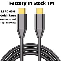Câble USB-C vers USB-C DFX plaqué or 10 Gbit/s 1M USB 3.1 60W 3A avec coque en aluminium pour hub d'ordinateur portable – En stock