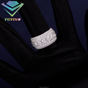 Bague entièrement sertie de diamants VVS moissanite, plaquée or, argent sterling 925, certificat GRA, passe le testeur de diamants, sertissage griffe, cadeau unisexe - Product Image 2