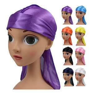 Stampa personalizzata raso seta Durag sciarpa per capelli pirata uomo copricapo fascia per capelli all'ingrosso Designer Durag per uomo bambini s - Product Image 2