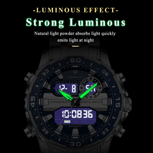 Montre chronographe multifonctionnelle pour homme Poedagar <span class=keywords><strong>E122</strong></span>, bracelet en acier inoxydable, boîtier en alliage, résistance à l'eau 3BAR - Product Image 3