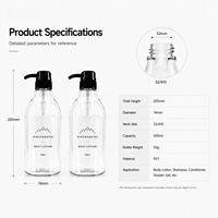 Bouteille Pompe Distributrice de Lotion en Plastique PET Transparente de 500 ml pour Shampoing et Après-Shampoing, Emballage Vide pour Savon, Idéale pour la Décoration de Salle de Bain - Vente en Gros