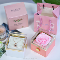 100-Langue préservée Real Forever Red Rose Saint Valentin Cadeau Boîte à bijoux 'Je t'aime' Collier Maman Souvenirs Cadeaux