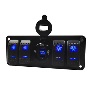 Interruptor basculante de 5 bandas de 12V/24V para disyuntores de barco marino de coche, circuito de Panel de interruptor basculante de luz LED protegido contra sobrecarga