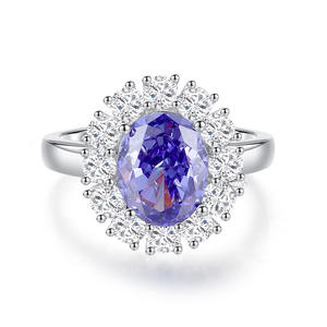 ヨーロッパとアメリカで人気の高い高炭素ダイヤモンドアイスフラワーカットカラージルコン925スターリングシルバーレディースリング卸売 - Product Image 3