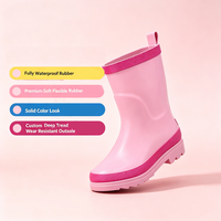 Bottes de pluie hautes pour tout-petits, rose bicolore, avec semelle extérieure antidérapante profonde, à languette de maintien unique, vente en gros OEM en vrac