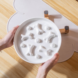 Tazón de Cerámica para Gatos de Alimentación Lenta, Plato Antiasfixia para Mascotas con Diseño de Espina de Pescado, Tazón de Cerámica para Perros de Alimentación Lenta, Plato para Comer Saludablemente - Product Image 2