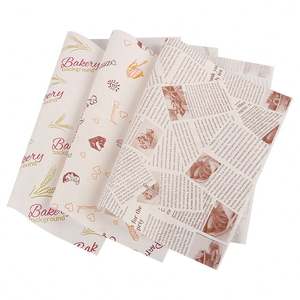 Papier sulfurisé pour aliments, imprimé avec un logo personnalisé, résistant à la graisse et à l'huile, pour la cuisson, les sandwichs, les produits de charcuterie, papier ciré pour emballer les aliments - Product Image 1