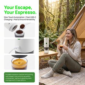 Cafetera Automática Semiautomática de Acero Inoxidable, Cafetera de Viaje a Batería con Bomba de Calentamiento Inalámbrica para Cápsulas - Product Image 2