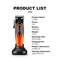 Station de recharge pour tondeuses à cheveux Barber 2500mAh 5W 200 min 8 peignes Écran LED USB Type C Sans fil pour hommes Salon Usage domestique