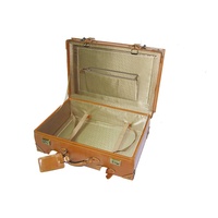 HIBO unisexe Vintage bagage valise marron en cuir véritable cadre en carton Spinner roulette bois métal Construction serrure voyage