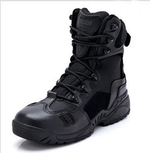 Botas Tácticas de Combate TSB11 de Verano, Transpirables, con Malla de Drenaje, Color Marrón, para Desierto y Selva, de Cuero Genuino Negro - Product Image 4