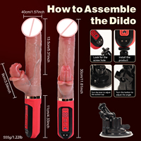 Vibromasseur Dildo à poussée mains libres de 1,22 lb avec ventouse, 10 modes de vibration, 7 modes de poussée, chauffant, langue de lapin, stimulation du point G, jouet sexuel pour femmes