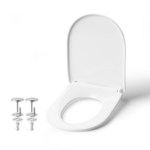 Siège de toilette ergonomique blanc en forme de D à fermeture douce avec système de dégagement rapide pour un nettoyage facile, idéal pour la salle de bain familiale - Product Image 2