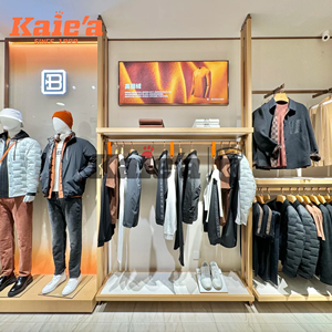 Tùy Chỉnh Gỗ Treo Tường Hiển Thị Rack Menswear Hiển Thị Đứng Cửa Hàng Cửa Hàng Đồ Nội Thất Với 3D Thiết Kế Cửa Hàng - Product Image 3