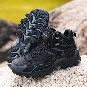 Bottes de randonnée unisexes à tige haute, chaussures de trail outdoor à talon plat, épaisseur standard, lacets avant - Product Image 4