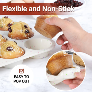 La fábrica MUYULINS puede personalizar moldes para hornear pasteles y muffins de silicona estándar, antiadherentes, sin BPA, de 12 cavidades, color beige, con certificación LFGB. - Product Image 3
