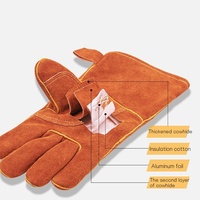 Gants de barbecue en cuir de vachette résistants à la chaleur à haute température à 500 degrés avec une excellente isolation pour la cuisson et les grillades