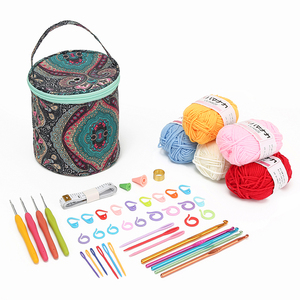 JP Colorful Portable Nylon Cylindrical Storage Portable Crochet Hooks Knitting Bag Yarn Storage Tote
