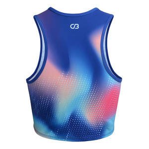 Kaos Olahraga Yoga Gym Custom Monton Quick Dry Spandex, Kaos Sport Fitness Lari Crop Top - Product Image 2