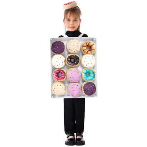 Costume de cosplay Donut pour enfants, tenue de performance, costume amusant pour fête d'Halloween, combinaison détachable pour la famille - Product Image 1