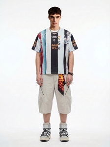 Maglia da Calcio Vintage di Tendenza con Patchwork Grafico, Stile Streetwear Hip Hop Giovanile, Traspirante in Rete, per Squadre di Calcio - Product Image 4