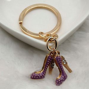Mini <span class=keywords><strong>3D</strong></span> kim loại mô phỏng Giày cao gót Móc Chìa Khóa Phụ nữ túi điện thoại Bling Bling Giày Keychain Mặt dây chuyền Phụ kiện túi xách quyến rũ - Product Image 4