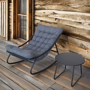 เก้าอี้โยกหวายกลางแจ้งแบบทันสมัยพร้อมโต๊ะกาแฟเก้าอี้โซฟาโต๊ะน้ำชาสำหรับลานระเบียง - Product Image 6