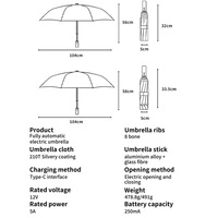 Parapluie électrique intelligent de 2e génération, ouverture et fermeture automatiques, série de peinture à l'huile inversée, parapluie de voyage en papier transparent, boîte