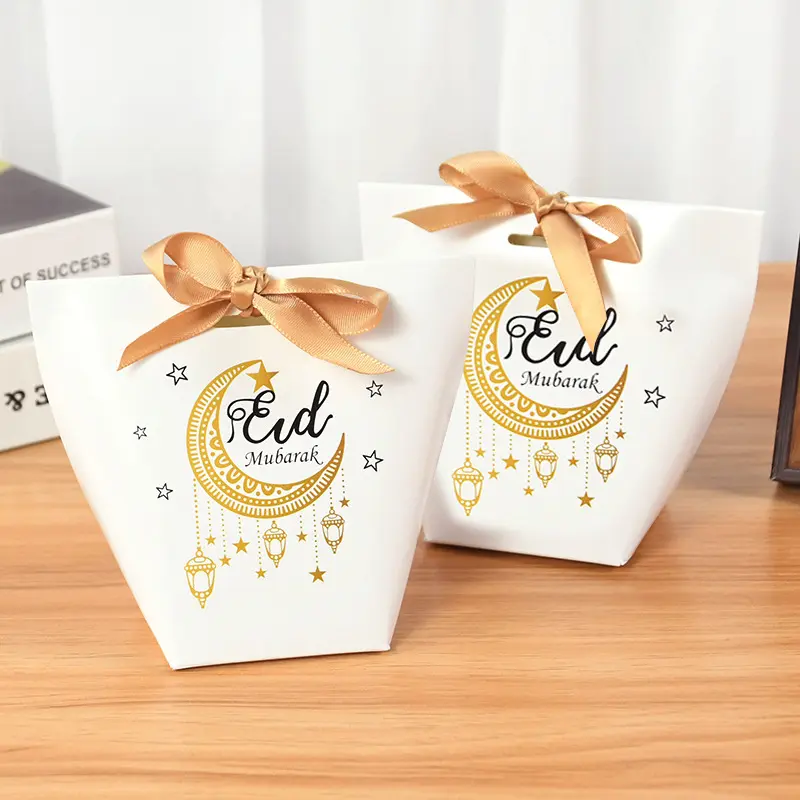 Eid 무바라크 골판지 사탕 선물 상자 RAMADAN 초콜릿 상자 리본